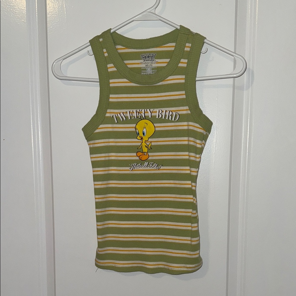 Warner Bros. Looney Tunes Green and Yellow Striped Top